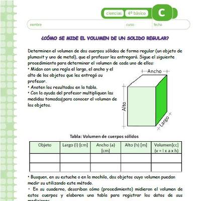 ¿Cómo se mide el volumen de un sólido regular?