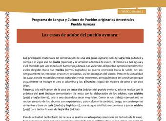 10-Orientaciones al docente - LC03 - Aymara - U01 -Las casas de adobe del pueblo aymara