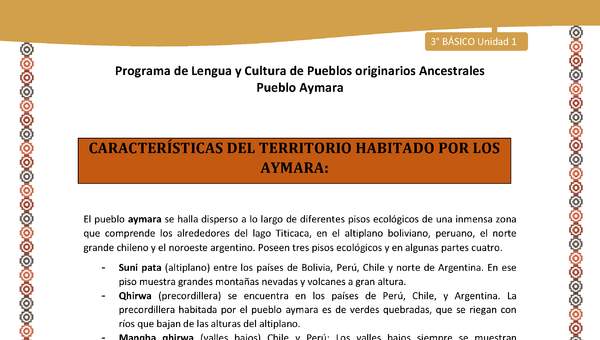 01-Orientaciones para el educador-LC03 U02-Características del territorio habitado por los aymara