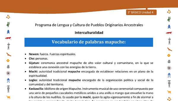 Vocabulario de palabras mapuche