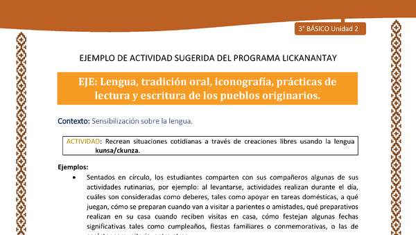 Recrean situaciones cotidianas a través de creaciones libres usando la lengua kunsa/ckunza