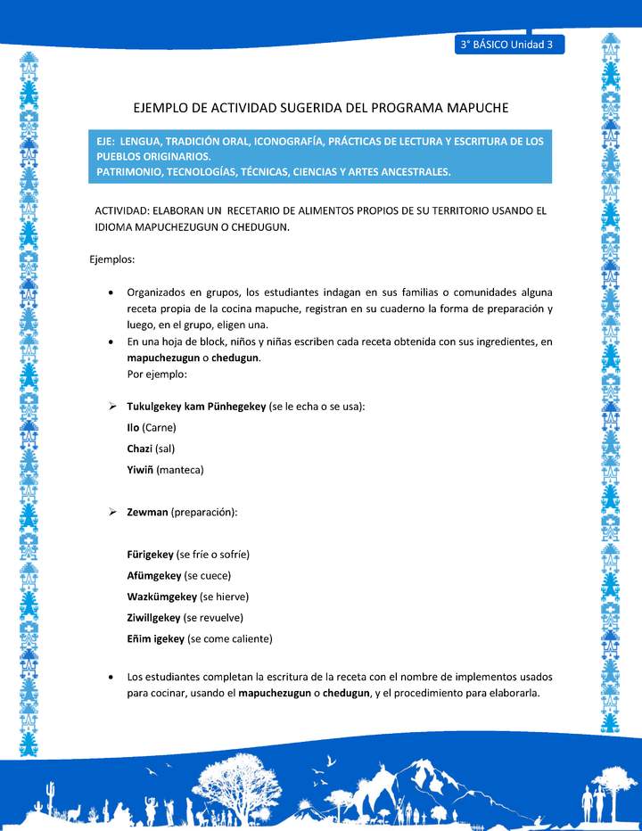 Elaboran un recetario de alimentos propios de su territorio usando el idioma mapuchezugun o chedugun