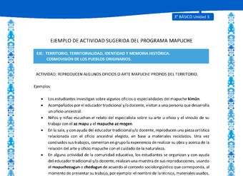 Reproducen algunos oficios o arte mapuche propios del territorio