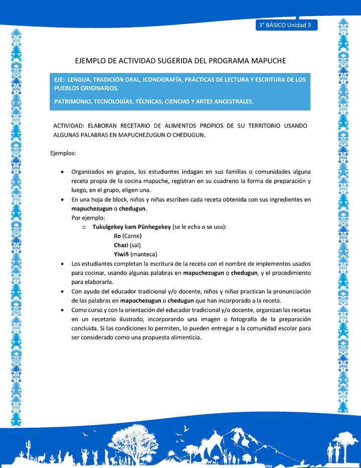 Elaboran recetario de alimentos propios de su territorio usando algunas palabras en mapuchezugun o chedugun