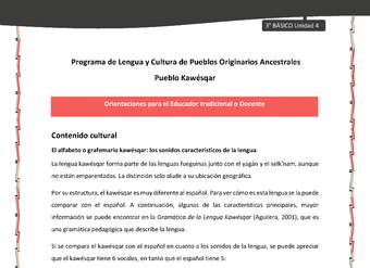 01-Orientaciones al docente - LC03 - Kawésqar - U4 - Contenido Cultural