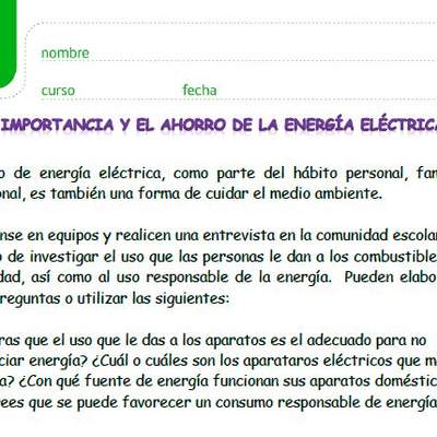 Importancia y ahorro de electricidad