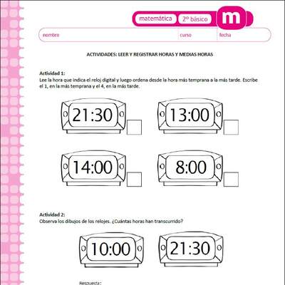 Leer y registrar horas y medias horas