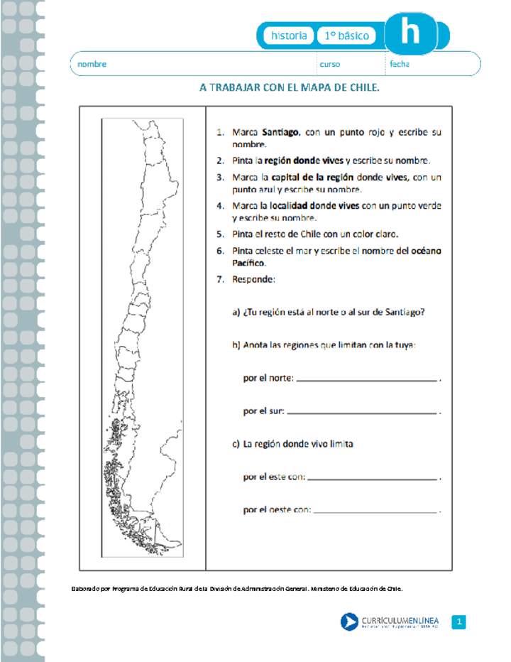 A Trabajar Con El Mapa De Chile Curriculum Nacional Mineduc Chile 7539