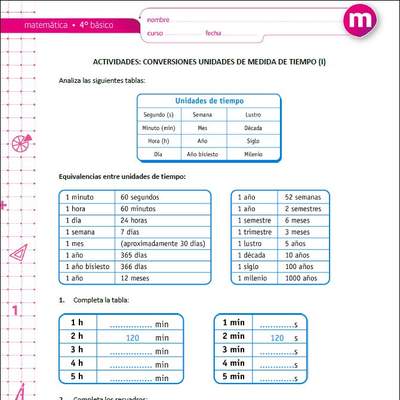 Conversiones unidades de medida de tiempo (I)