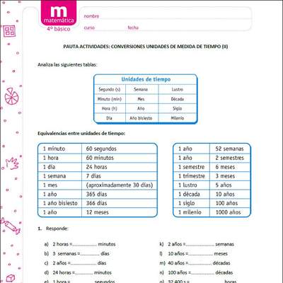 Conversiones unidades de medida de tiempo (II)