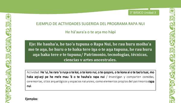 Investigan y comparten comidas, ceremonias, sitios arquelógicos y espacios naturales, como elementos propios del patrimonio rapa nui