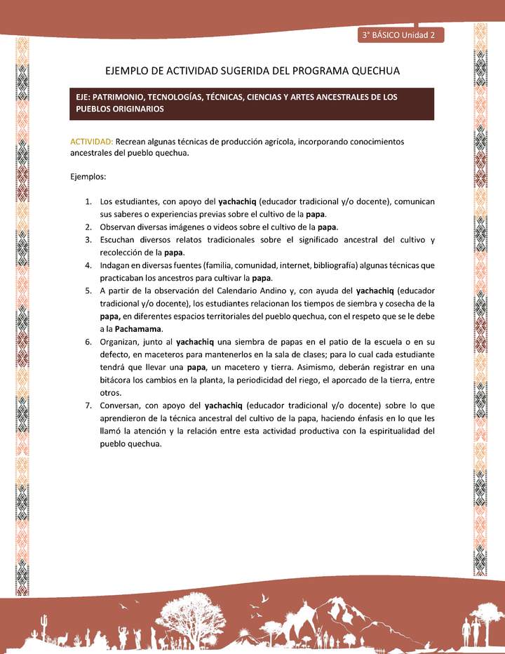 Recrean algunas técnicas de producción agrícola, incorporando conocimientos ancestrales del pueblo quechua