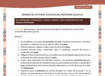 Recrean algunas técnicas de producción agrícola, incorporando conocimientos ancestrales del pueblo quechua