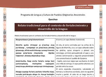 Relato tradicional para el contexto de fortalecimiento y desarrollo de la lengua