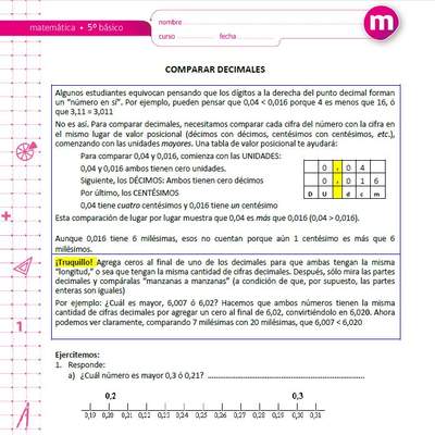 Comparación de números decimales (II)