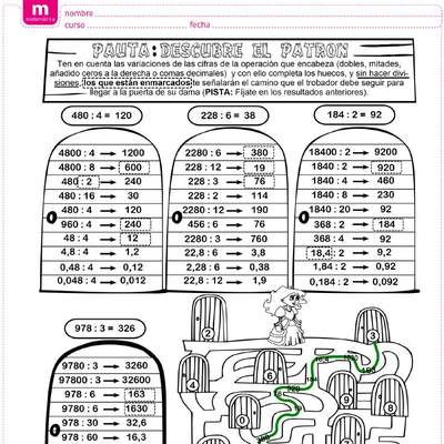 División de números naturales y decimales