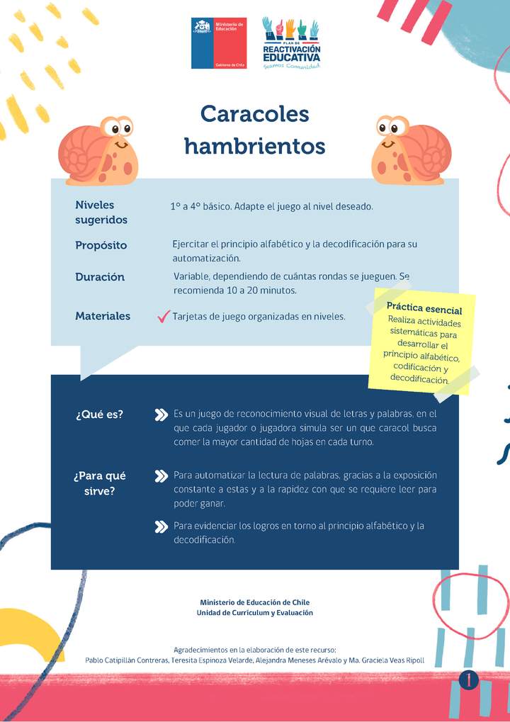 Recurso para el aula. Caracoles hambrientos.