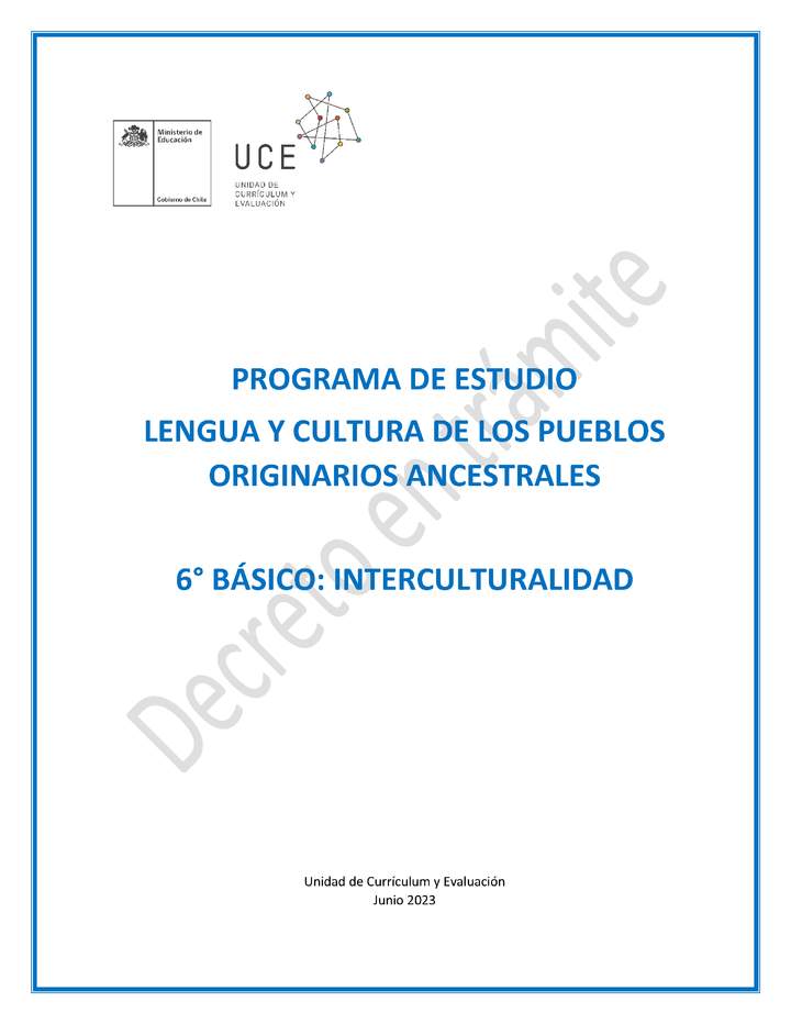 Programa de Estudio INTERCULTURALIDAD 6° básico