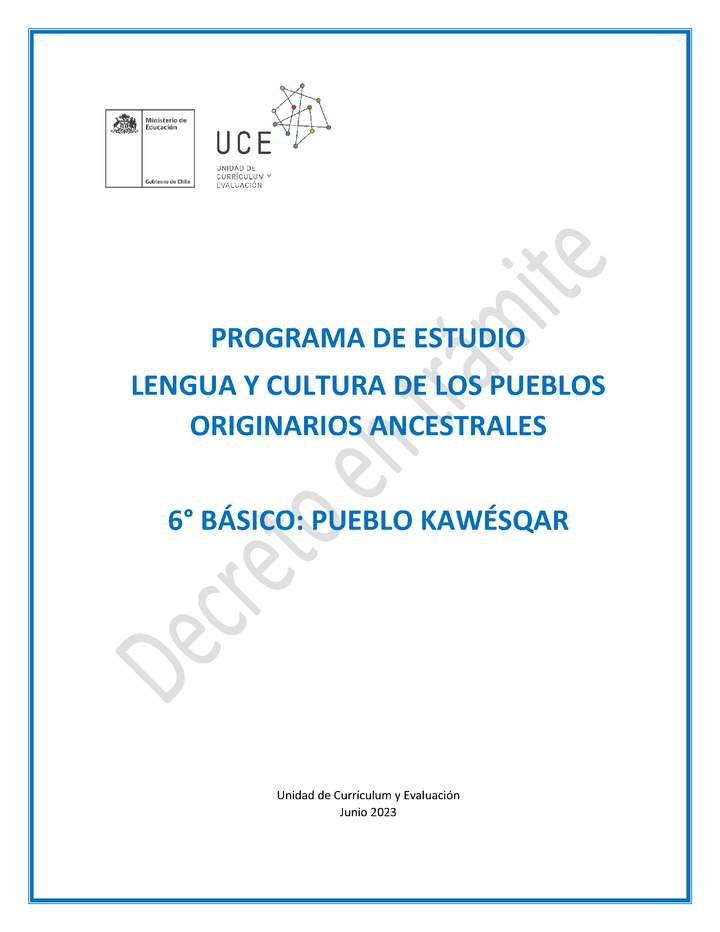 Programa de Estudio KAWESQAR 6° básico