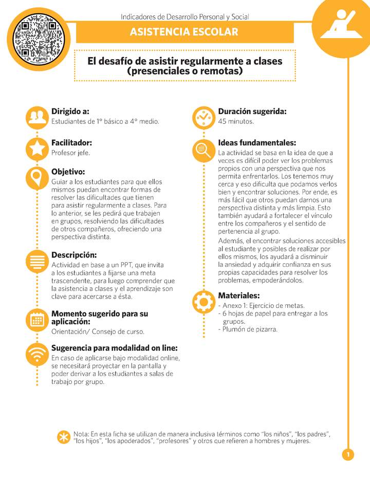 Ficha IDPS: El desafío de asistir regularmente a clases (presenciales o remotas).