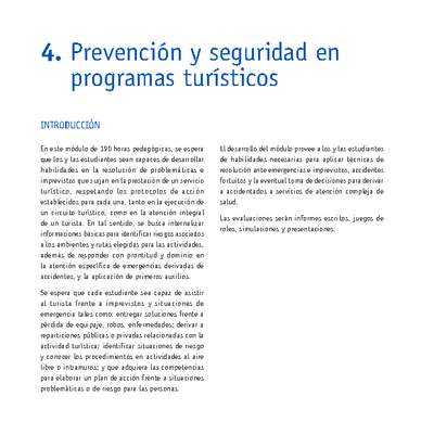 Módulo 04 - Prevención y seguridad en programas turísticos