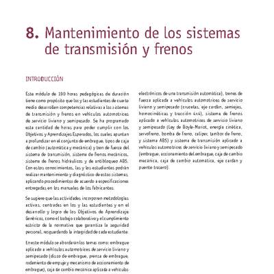 Módulo 08 - Mantenimiento de los sistemas de transmisión y frenos