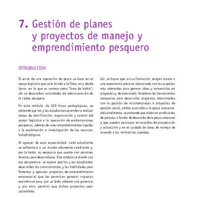 Módulo 07 - Gestión de planes y proyectos de manejo y emprendimiento pesquero