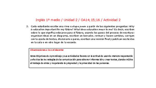 Inglés 1 medio-Unidad 2-OA14;15;16-Actividad 2