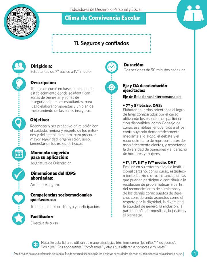 Clima de convivencia escolar - Curriculum Nacional. MINEDUC. Chile.