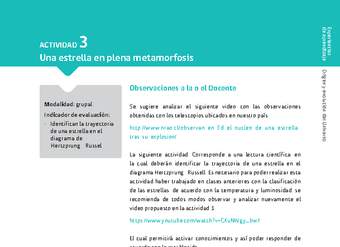 Sugerencia para el profesor: Actividad 3. Una estrella en plena metamorfosis