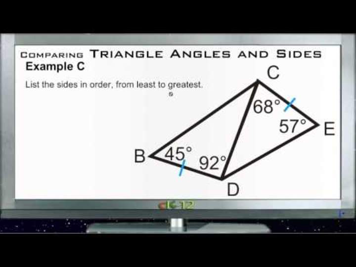 Comparación de ángulos y lados en ejemplos de triángulos - Básico