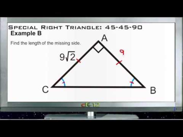 Triángulo rectángulo especial: 45-45-90 Ejemplos - Básico
