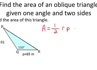 Encontrar el área de un triángulo oblicuo usando la ley de los senos - Ejemplo 1
