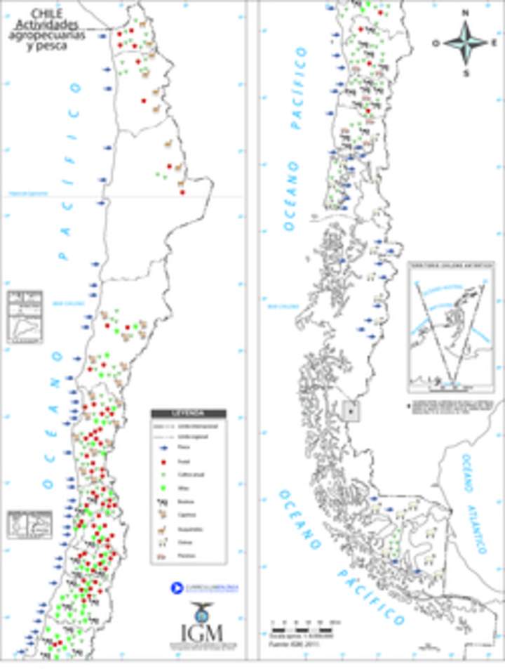 Mapa actividad agropecuaria y pesca a color