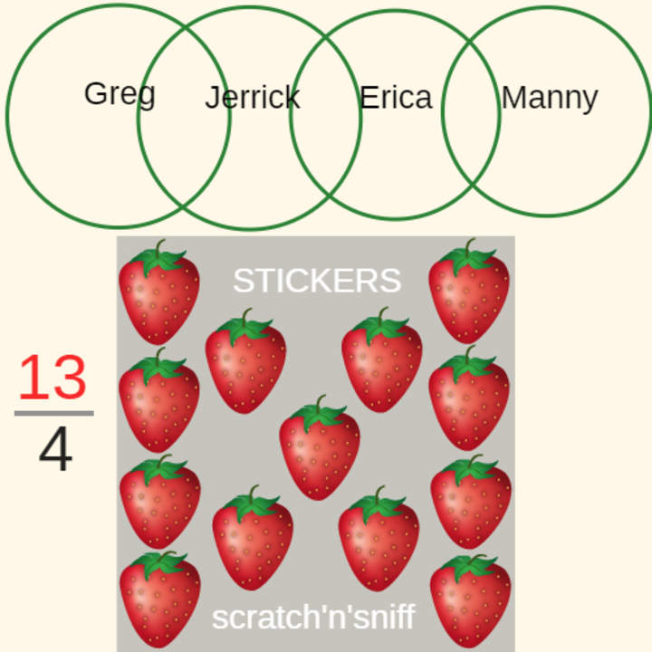 Fracciones impropias como números mixtos: compartir pegatinas Scratch-n-Sniff