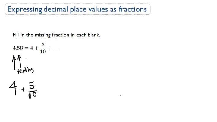 Expresando decimales como fracciones usando el valor posicional