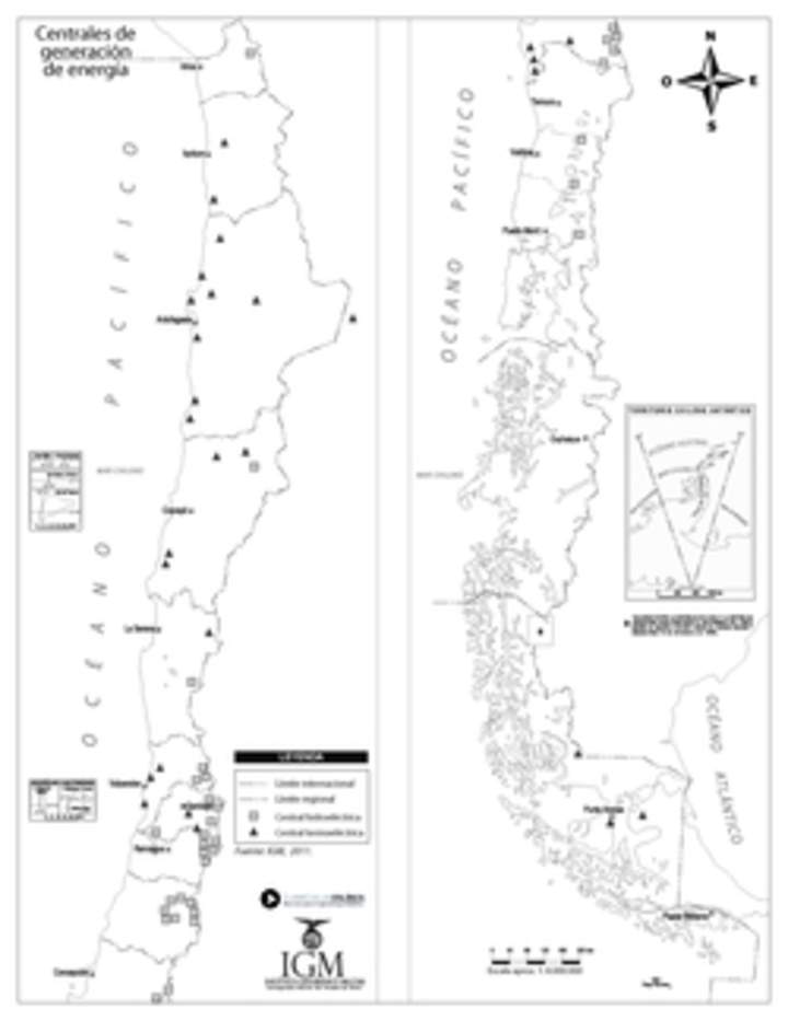 Mapa generación energía en Chile