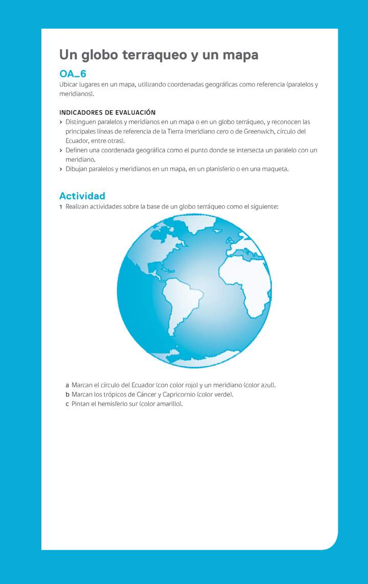 Ejemplo Evaluación Programas - OA06 - Un globo terraqueo y un mapa