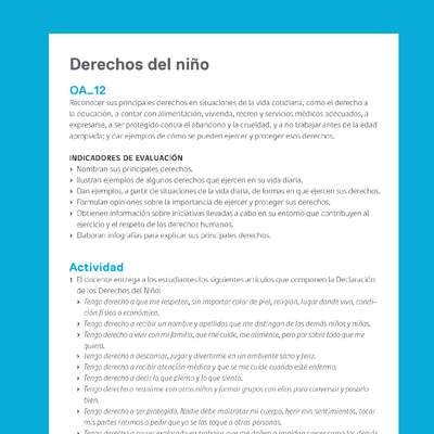 Ejemplo Evaluación Programas - OA12 - Derechos del niño