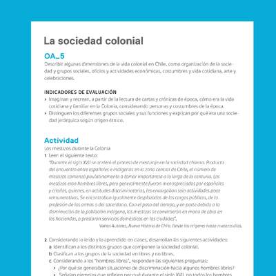 Ejemplo Evaluación Programas - OA05 - La sociedad colonial