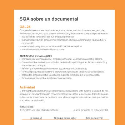 Ejemplo Evaluación Programas - OA23 - SQA sobre un documental