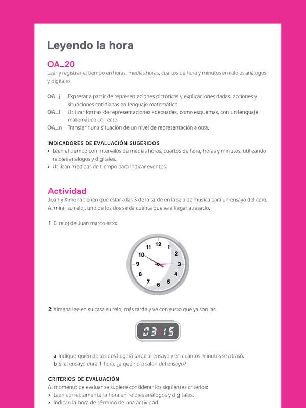 Evaluación Programas - MA03 OA20 - U3 - Leyendo la hora