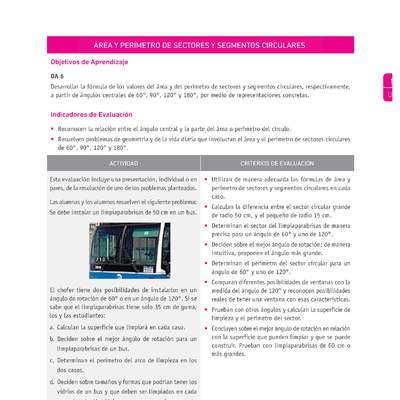 Evaluación Programas - MA1M OA06 - U2 - ÁREA Y PERÍMETRO DE SECTORES Y SEGMENTOS CIRCULARES