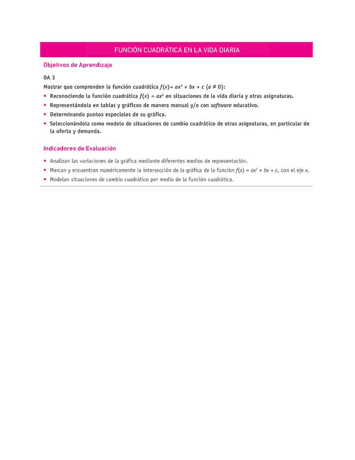 Evaluación Programas - MA2M OA03 - U2 - FUNCIÓN CUADRÁTICA EN LA VIDA DIARIA