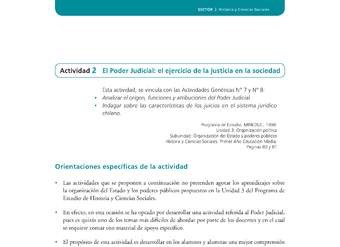 Actividad de Educación Ciudadana: Historia y Ciencias Sociales 1 medio - El Poder Judicial el ejercicio de la justicia en la sociedad