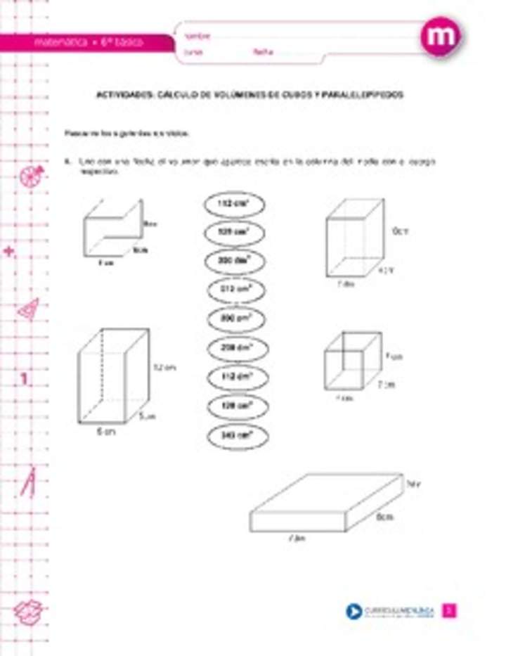 Cálculo de volúmenes de cubos y paralelepípedos