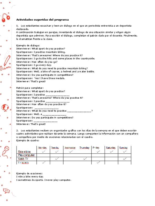 Actividades sugeridas Unidad 3