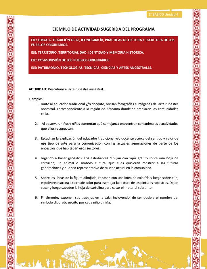 Actividad sugerida: LC01 - Colla - U4 - N°1: Descubren el arte rupestre ancestral.