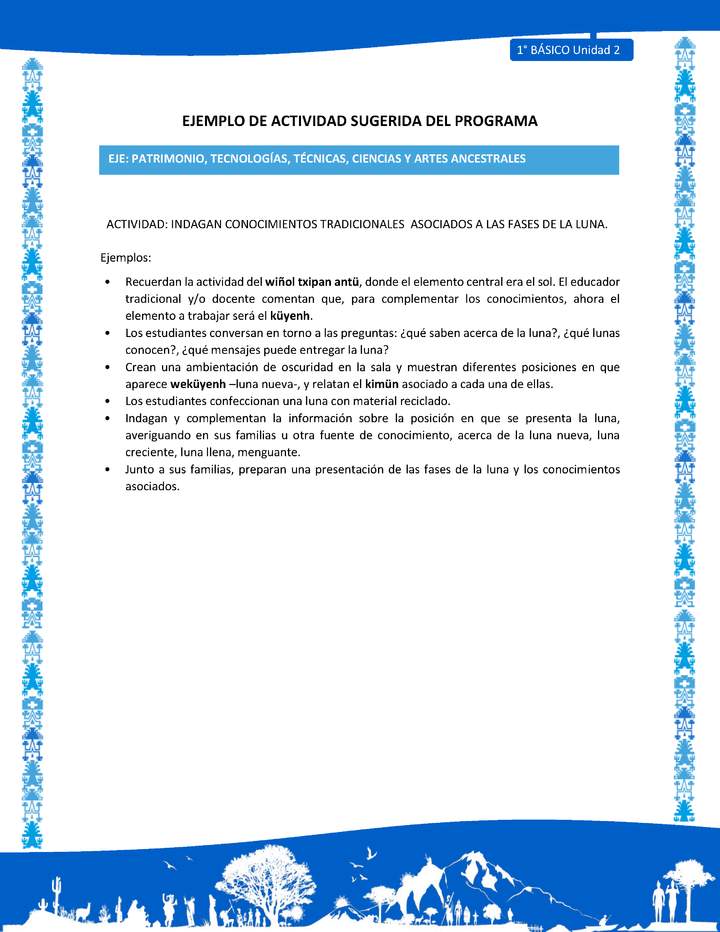 Actividad sugerida: LC01 - Mapuche - U2 - N°10: INDAGAN CONOCIMIENTOS TRADICIONALES ASOCIADOS A LAS FASES DE LA LUNA