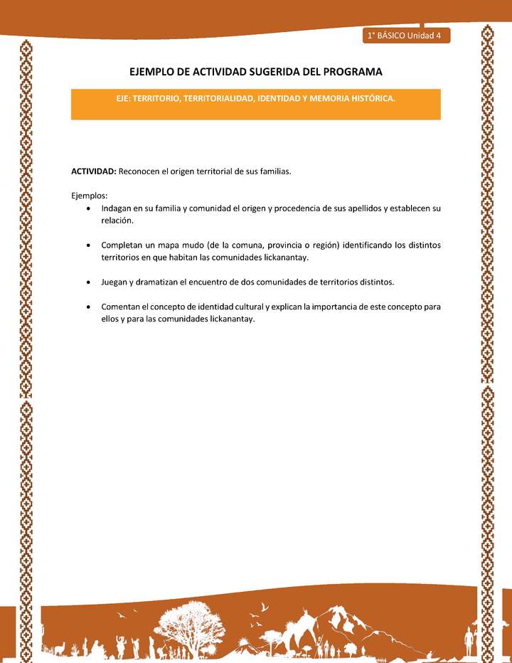 Actividad sugerida: LC01 - Lickanantay - U4 - N°2: RECONOCEN EL ORIGEN TERRITORIAL DE SUS FAMILIAS.